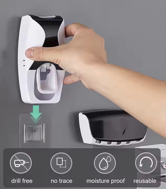 Automatic Toothpaste Dispenser + Brush Holder