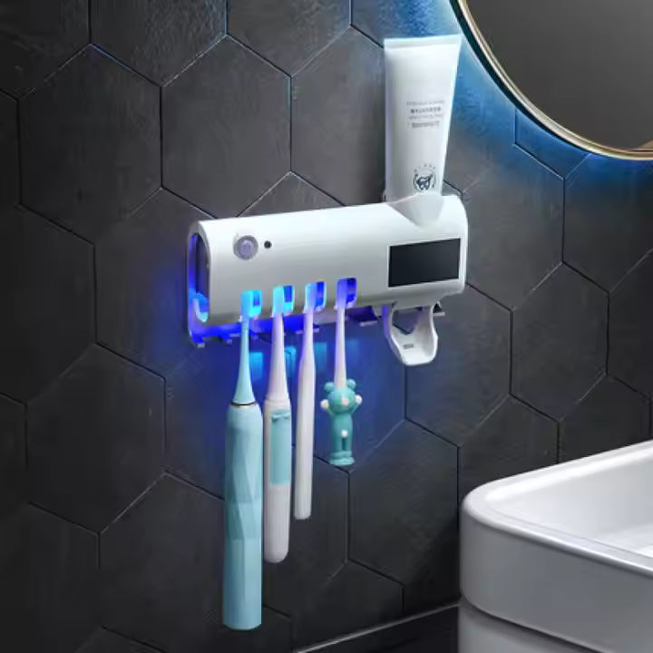 Automatic Toothpaste Dispenser + Brush Holder