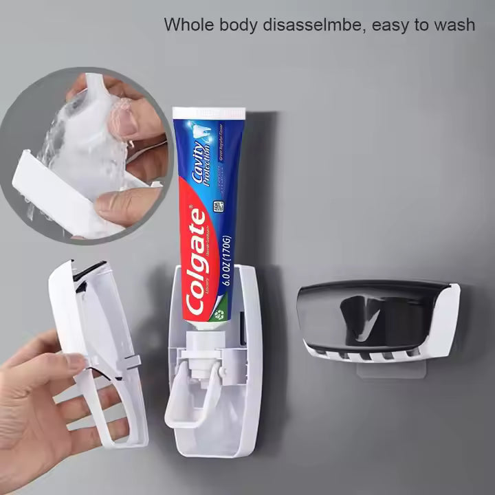 Automatic Toothpaste Dispenser + Brush Holder